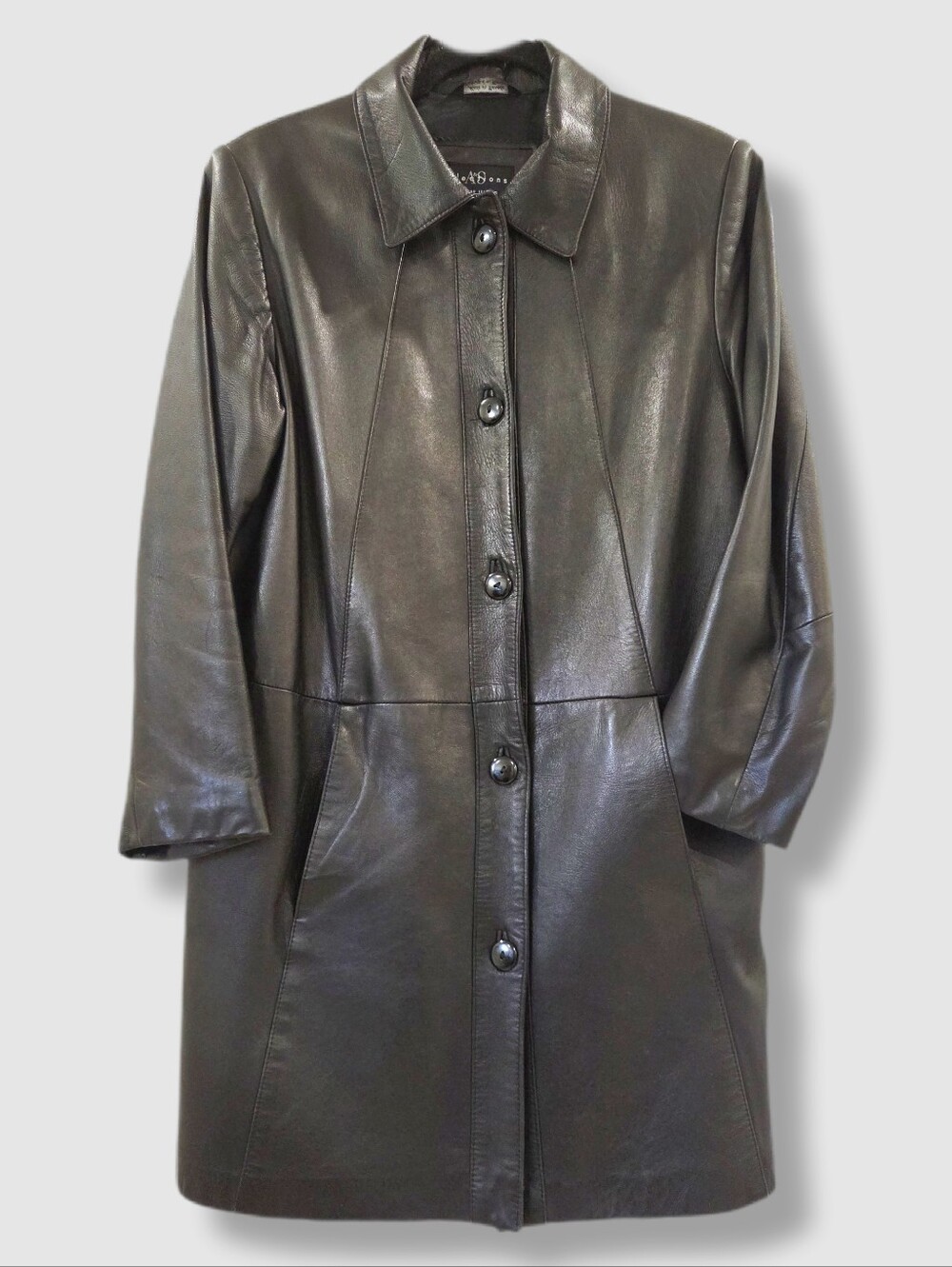 Vintage 90s Black Lamb Leather 3/4 Coat | A&S Collections Canada | Small